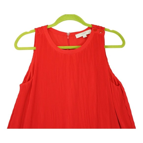 Ann‎ Taylor Red Sleeveless Dress Pleated Size Medium M MSRP $89 - Picture 4 of 7